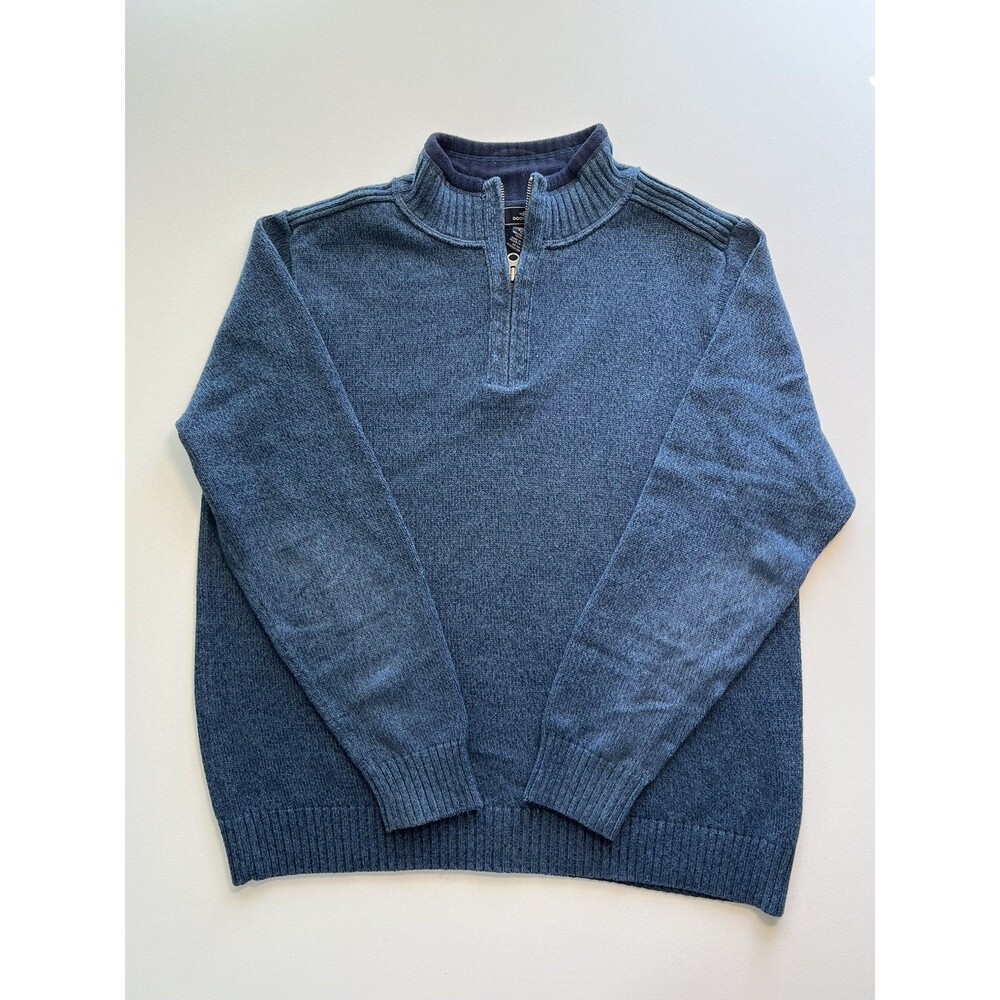Dockers Men's XL Blue 1/4 Zip Pullover Sweater 100% Cotton Mock Neck